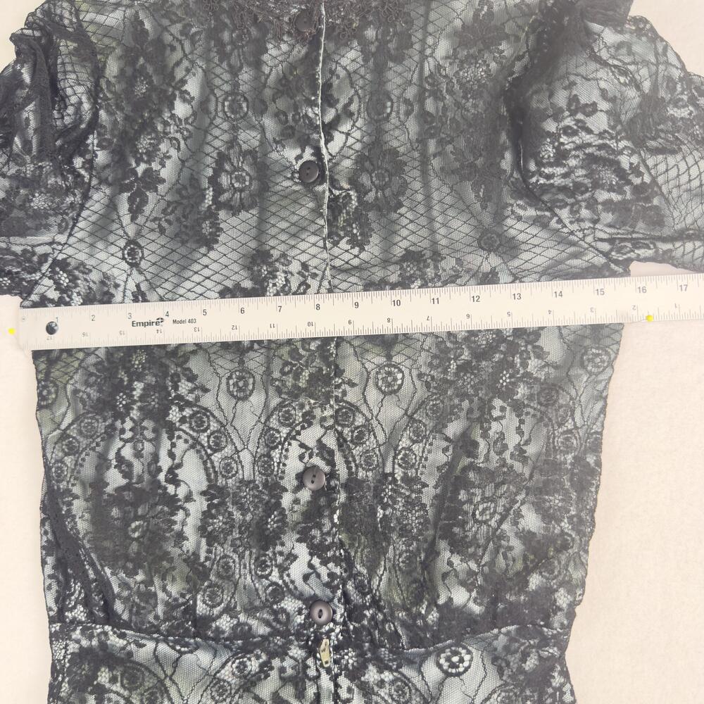 Vintage JESSICA MCCLINTOCK Lace Gown Maxi Dress Puff Sleeve Gothic Formal Sz 2 - Picture 8 of 16